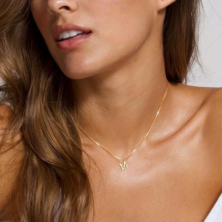 A-Z Initial Necklace Gold Color Necklace Fashion Cute Letter Necklace for Women Vintage Daily Party Wear Jewelry Gifts New