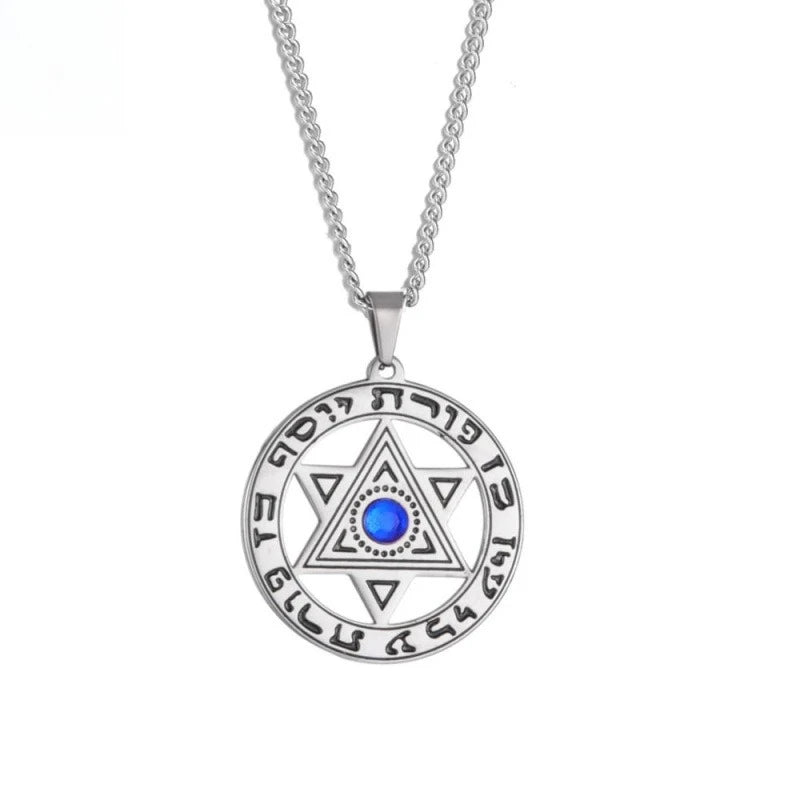 Minimalist Star of David Pendant Necklace Stainless Steel Hollow Moon Tree of Life Lion Religious Jewish Jewelry for Women Men