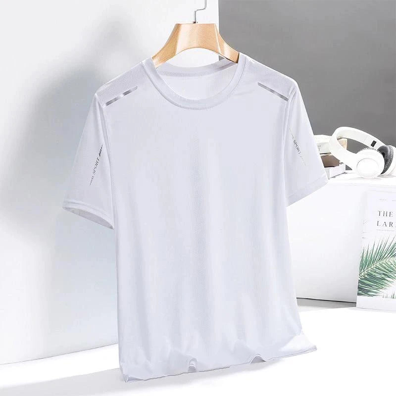 Ice Silk Running Shirts Men Loose Printing Short Sleeve Top Basketball Gym Sportswear For Male Fitness Workout Quick Dry Tee