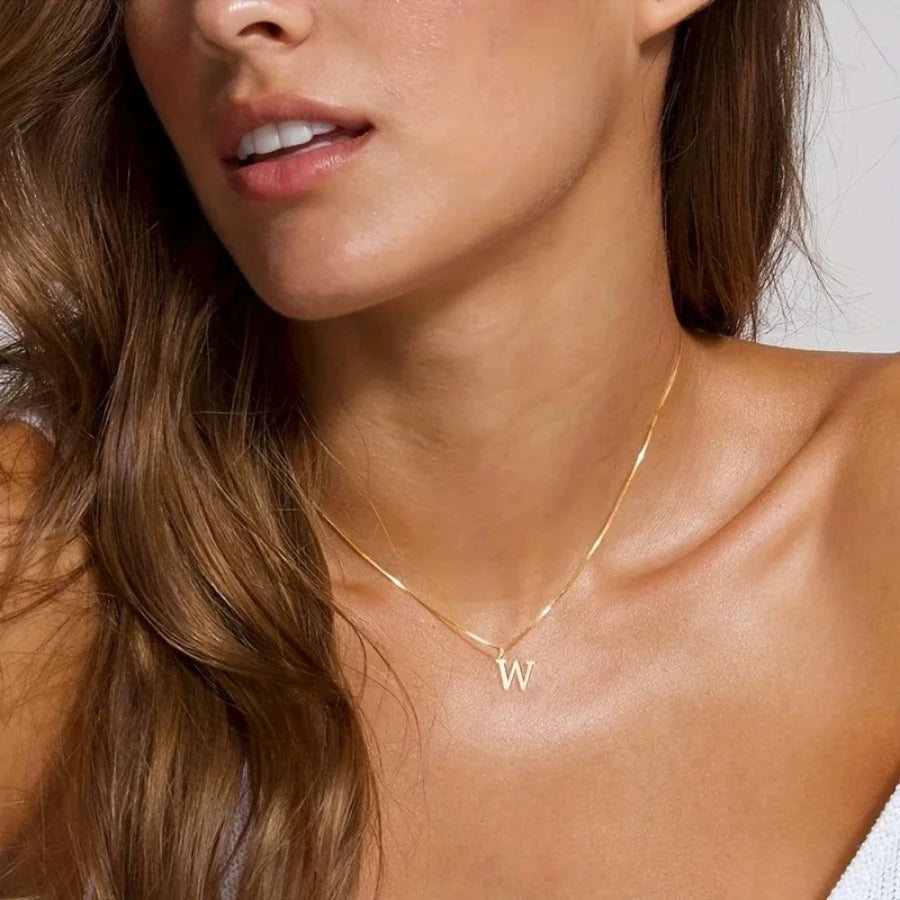 A-Z Initial Necklace Gold Color Necklace Fashion Cute Letter Necklace for Women Vintage Daily Party Wear Jewelry Gifts New