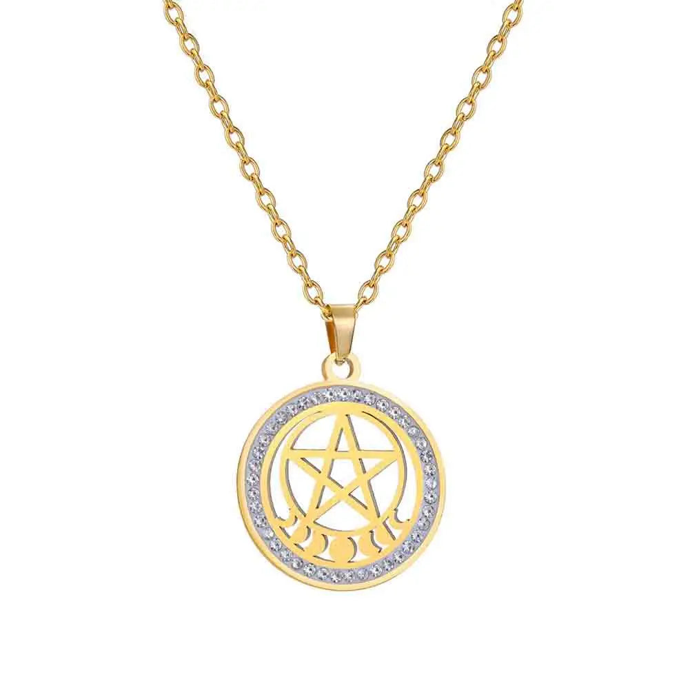 Minimalist Star of David Pendant Necklace Stainless Steel Hollow Moon Tree of Life Lion Religious Jewish Jewelry for Women Men