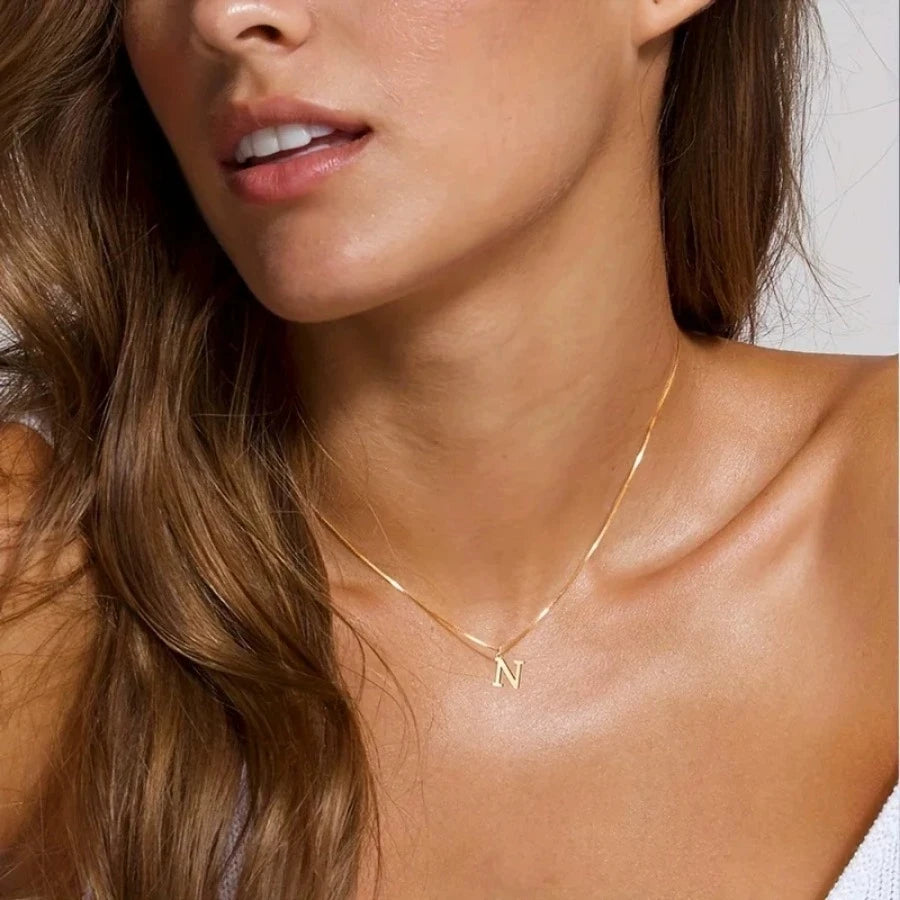 A-Z Initial Necklace Gold Color Necklace Fashion Cute Letter Necklace for Women Vintage Daily Party Wear Jewelry Gifts New