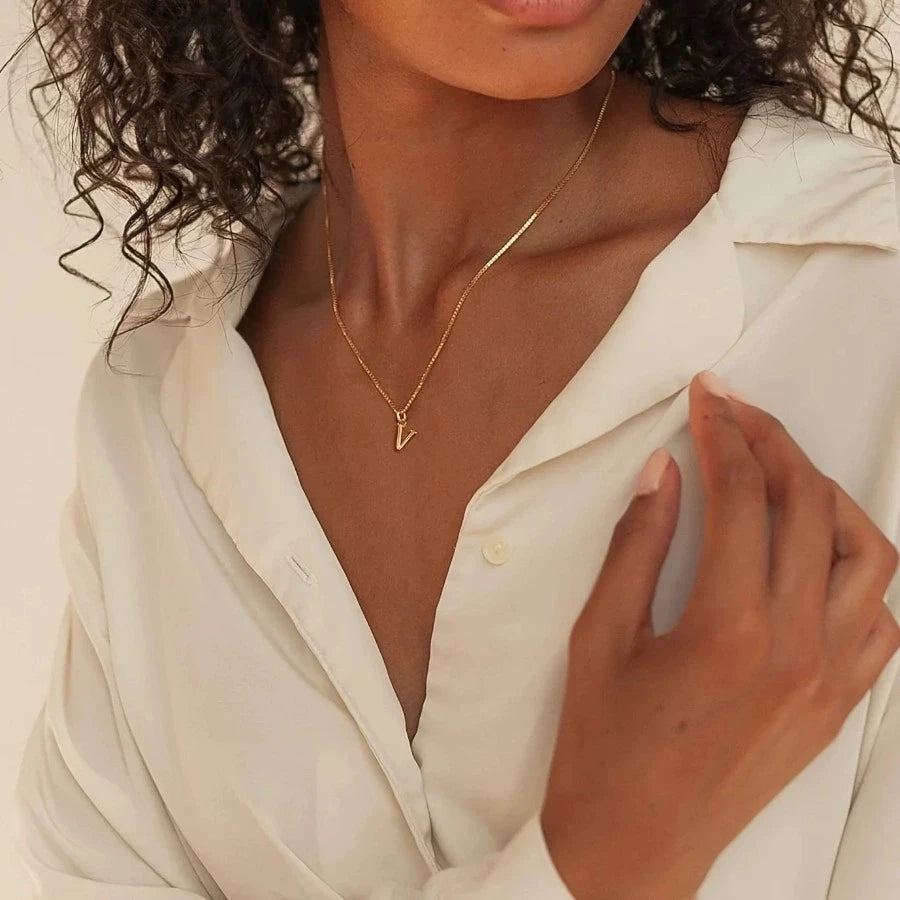 A-Z Initial Necklace Gold Color Necklace Fashion Cute Letter Necklace for Women Vintage Daily Party Wear Jewelry Gifts New
