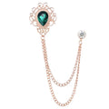New Vintage Tassel Chain Rhinestone Crystal Lapel Pin - Unisex Men Women Suit Shirt Collar Tie Accessories Fashion Jewelry