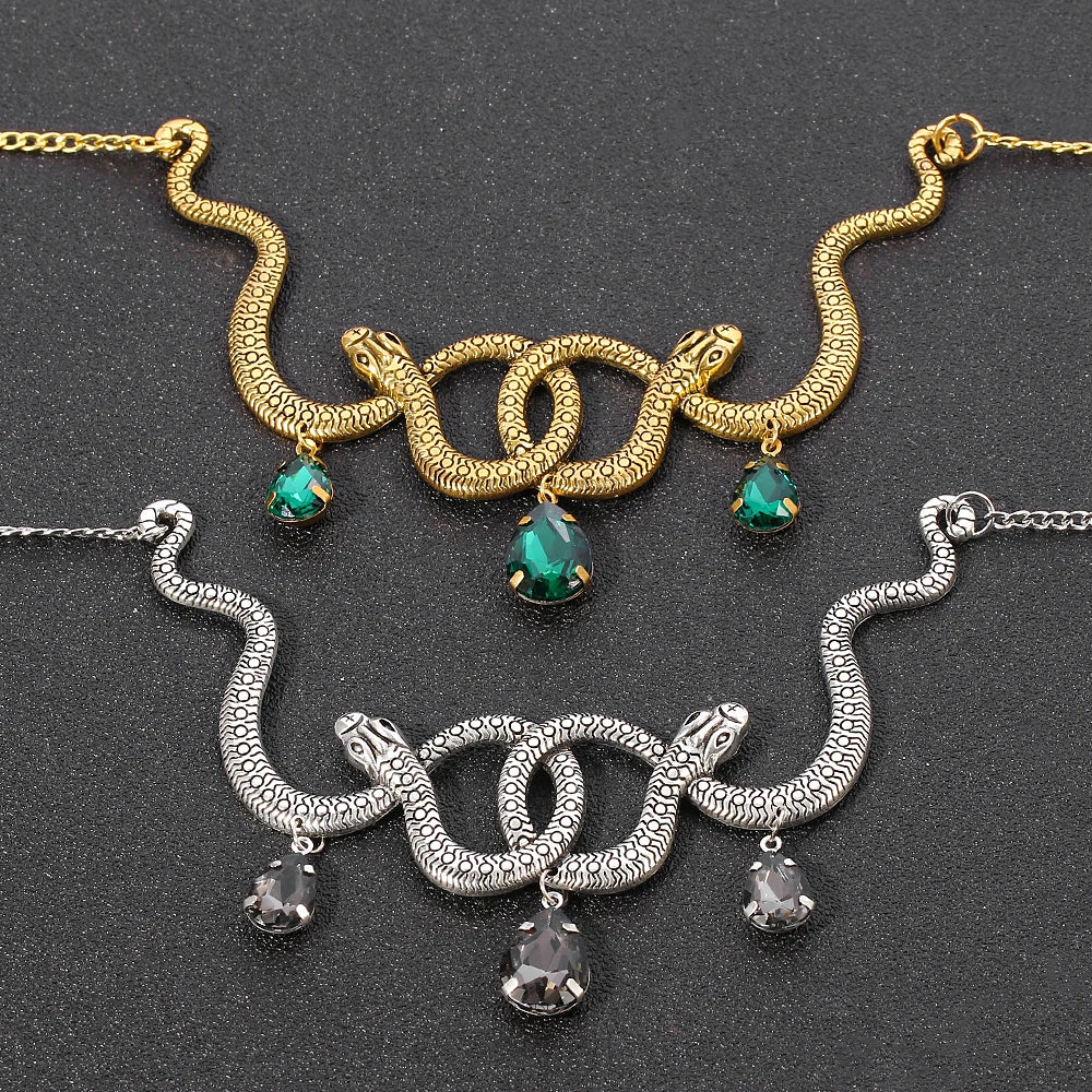 Vintage Snake Personality Necklace Gothic Punk Style Pendant  Cosplay Party Jewelry Accessory for Men And Women