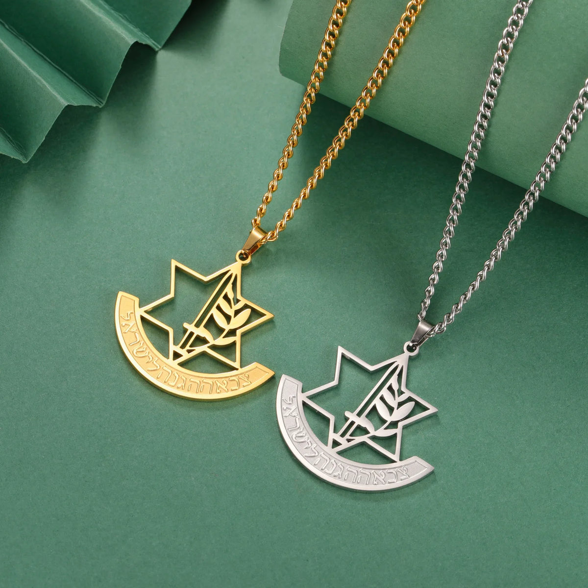 Minimalist Star of David Pendant Necklace Stainless Steel Hollow Moon Tree of Life Lion Religious Jewish Jewelry for Women Men