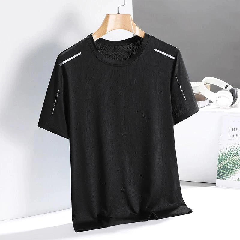 Ice Silk Running Shirts Men Loose Printing Short Sleeve Top Basketball Gym Sportswear For Male Fitness Workout Quick Dry Tee