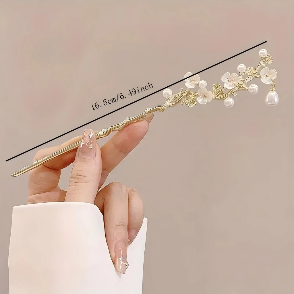 1/6pcs Elegant Chinese Style Tassel Hair Stick Traditional Floral Design Hairstyle Accessory Women Jewelry Hairpin Hairneedle