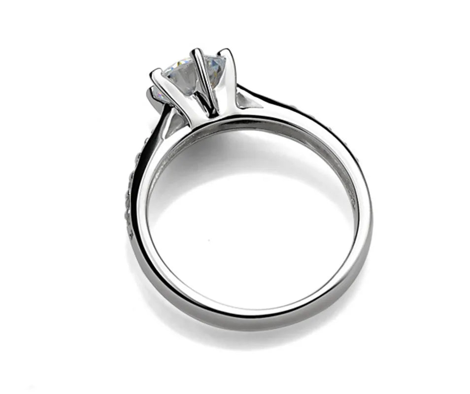 Luxury 925 Sterling Silver Classic Ring for Women Six-Claw Jewelry Simple 0.70 ct Diamond Ring Imitation Diamond Women's Ring