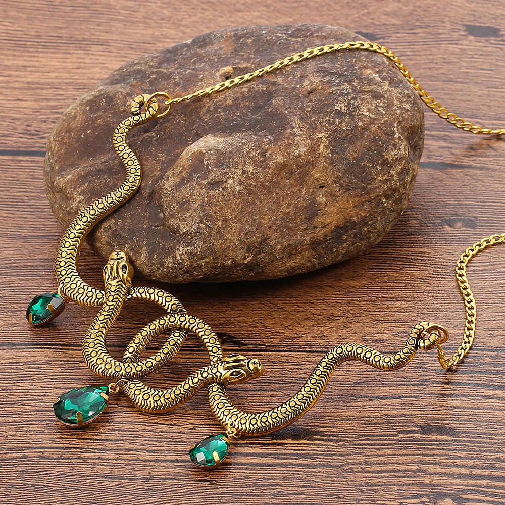 Vintage Snake Personality Necklace Gothic Punk Style Pendant  Cosplay Party Jewelry Accessory for Men And Women