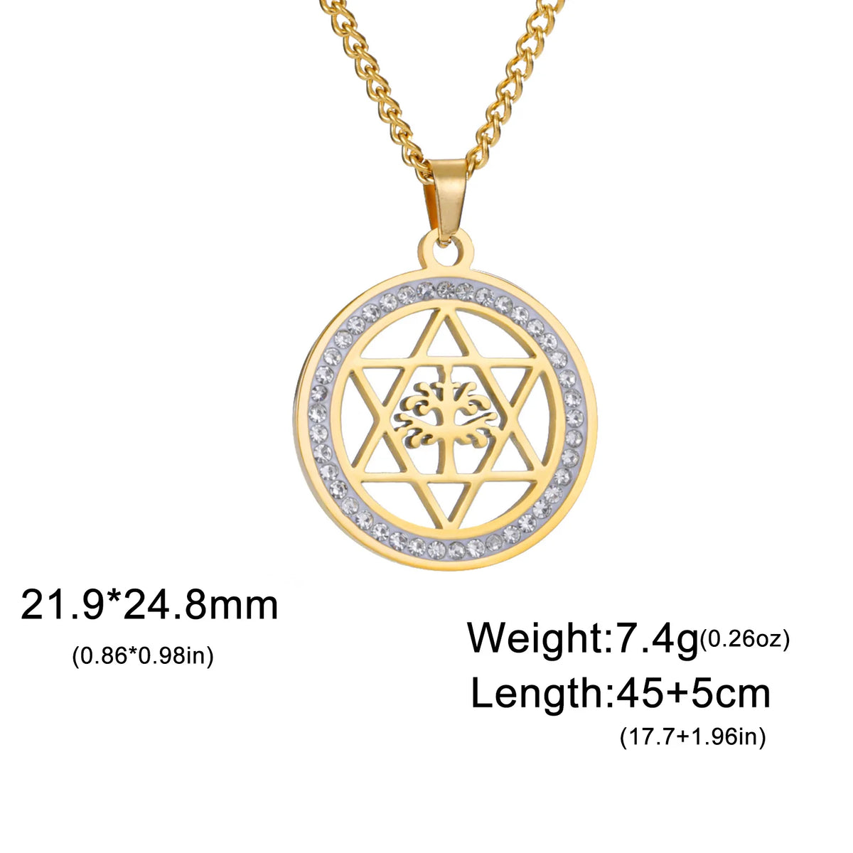 Minimalist Star of David Pendant Necklace Stainless Steel Hollow Moon Tree of Life Lion Religious Jewish Jewelry for Women Men