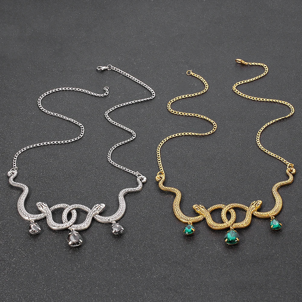 Vintage Snake Personality Necklace Gothic Punk Style Pendant  Cosplay Party Jewelry Accessory for Men And Women