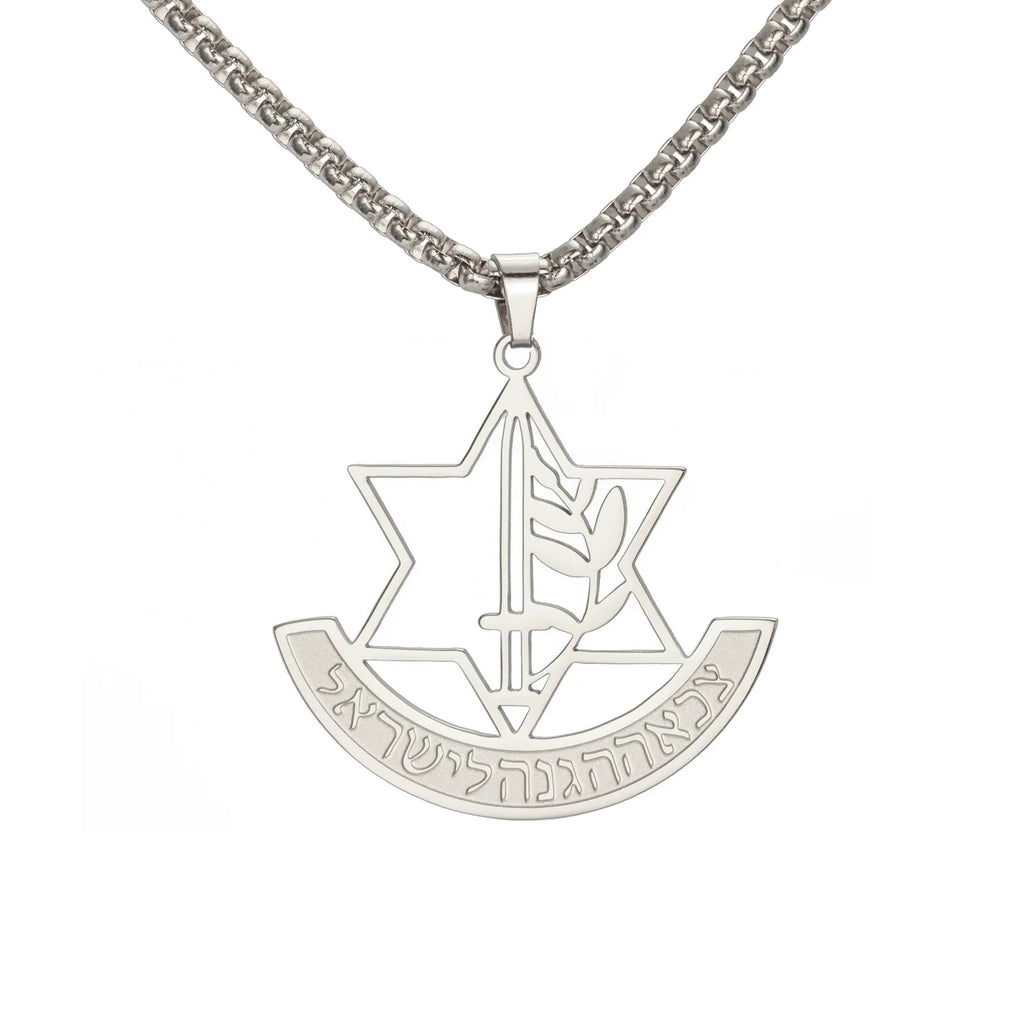 Minimalist Star of David Pendant Necklace Stainless Steel Hollow Moon Tree of Life Lion Religious Jewish Jewelry for Women Men