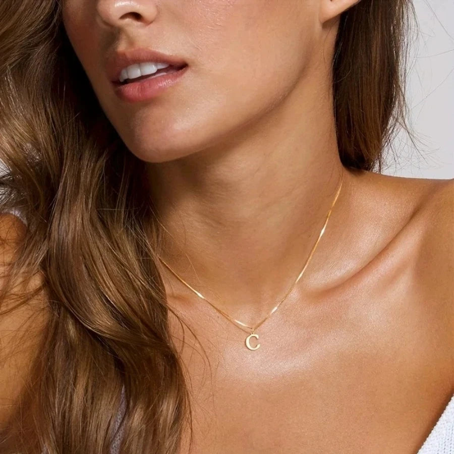 A-Z Initial Necklace Gold Color Necklace Fashion Cute Letter Necklace for Women Vintage Daily Party Wear Jewelry Gifts New